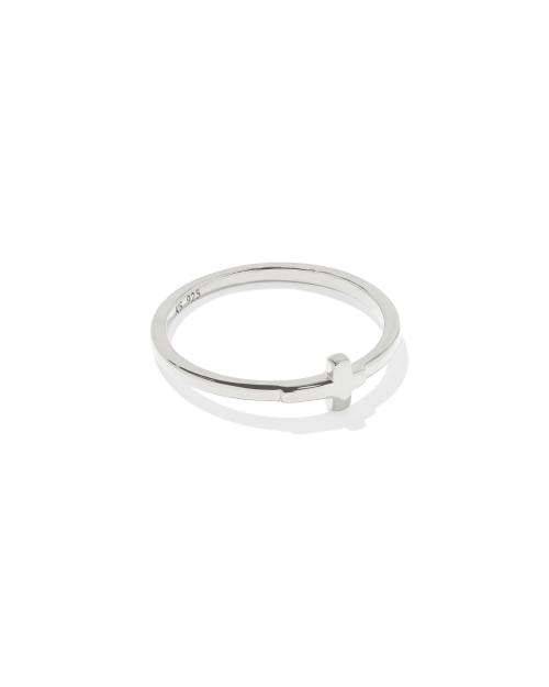 Cross Inline Band Ring in Sterling Silver